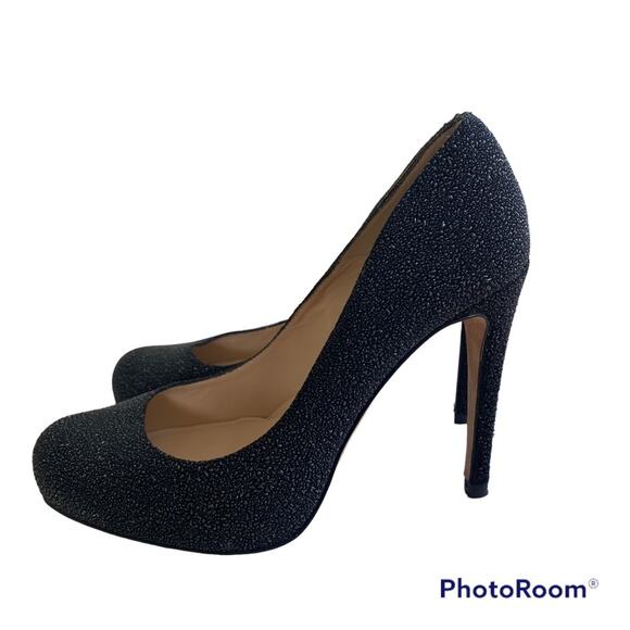 LK Bennett Sledge Glitter Platform Stiletto Black Heel Pumps Size 38 - Picture 5 of 11